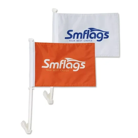 Premium car flag pole and economic pole side by side for comparison