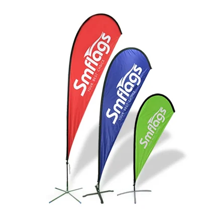 Teardrop flag printed in full colour on 110g knit polyester