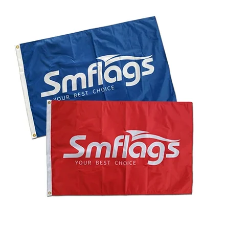 Custom flag with fabric pole sleeve and sectional pole assembled