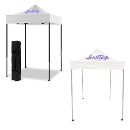 Wheeled bag containing the complete advertising tent system including frame and roof