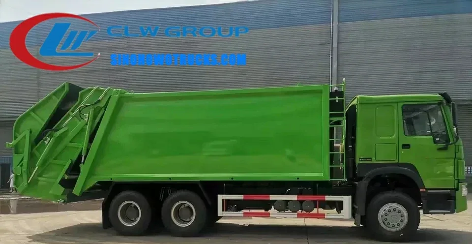 12 wheels Howo 16m3 garbage compactor truck in urban waste collection service with rear loading mechanism