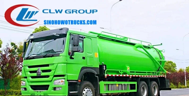 Sinotruk HOWO 6x4 vacuum cleaning truck with 20000 L tank and high-pressure jetting system in urban service environment