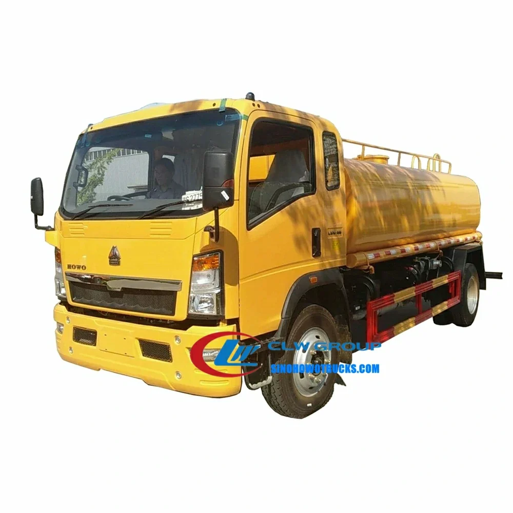 Sinotruk HOWO 10m3 fresh water tanker in service with rear spray nozzles and water cannon