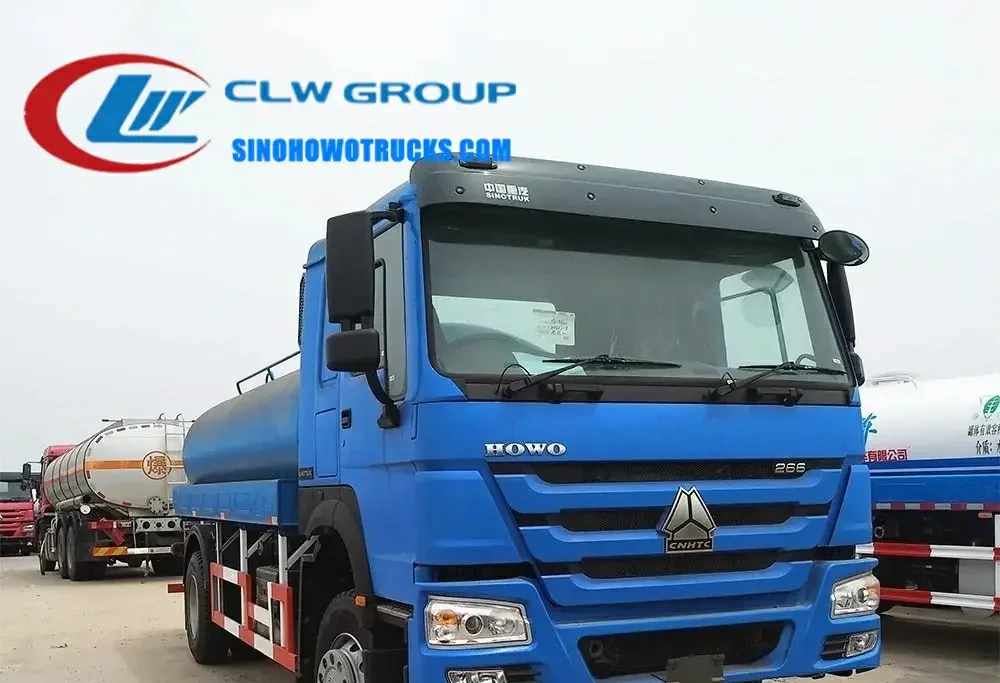 Sinotruk HOWO 6x4 water cart with 12000 litre tank in front view, showing rear spray nozzles and high cannon