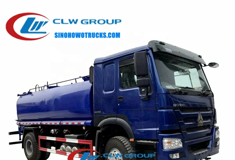 Sinotruk HOWO 15 tons mobile water tanker in red with front, rear and side spray nozzles