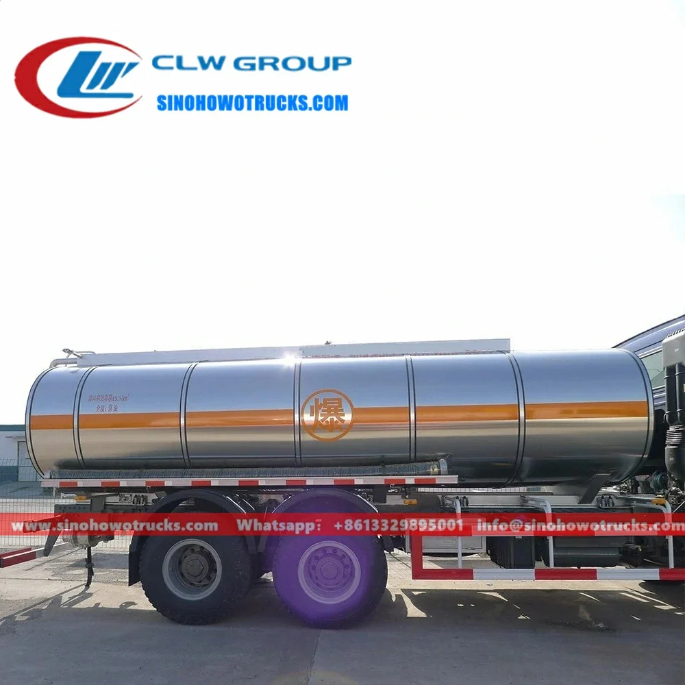 Sinotruk HOWO 16-ton stainless steel fuel truck with four compartments and built-in pump system