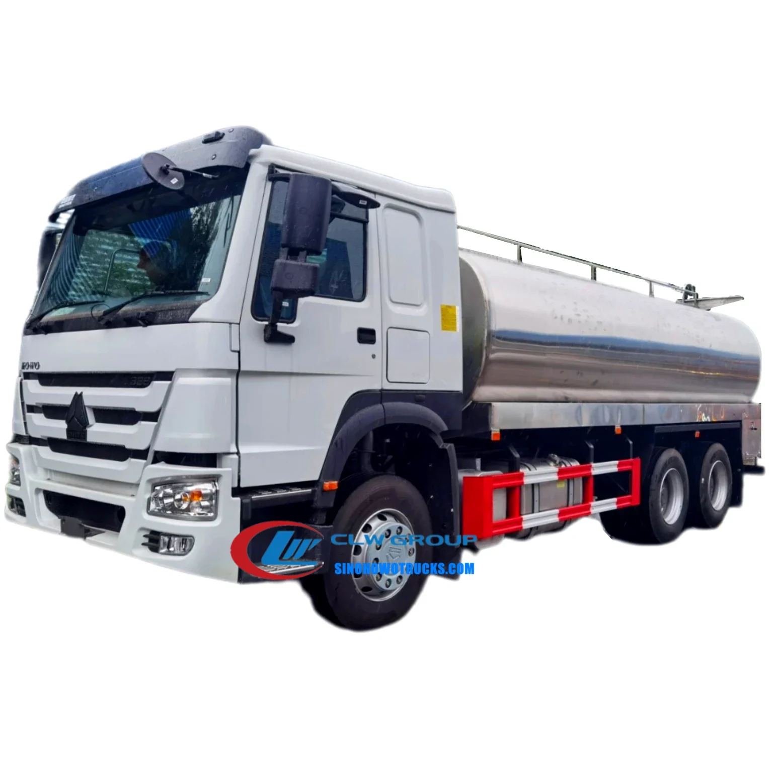 Sinotruk HOWO 6x4 milk truck with 20000L stainless steel tank and CIP cleaning system in food service white