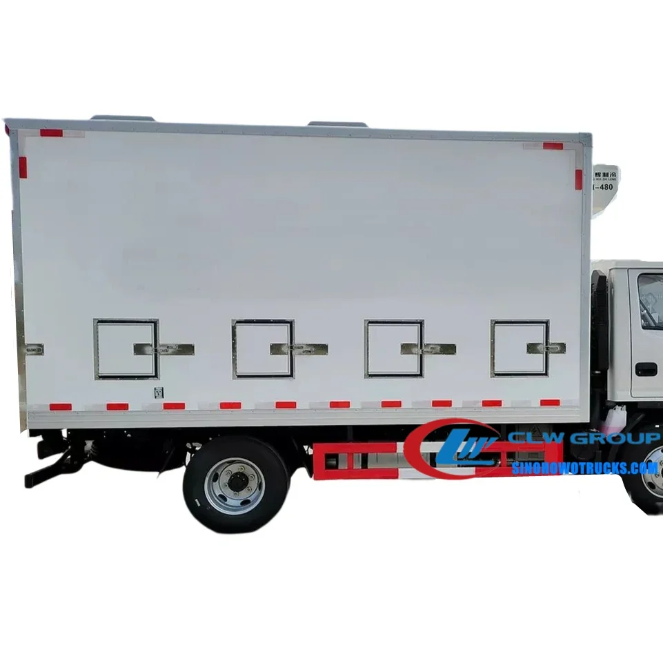 Sinotruk HOWO 4.2m chick carriage truck in Nigeria with FRP body and sliding blind windows