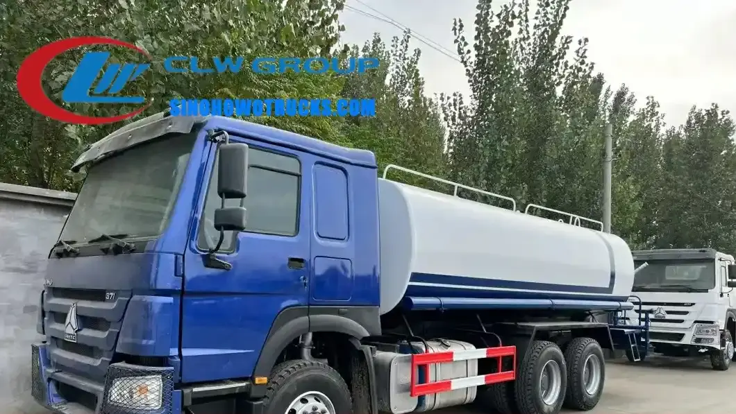 Sinotruk HOWO 6x4 4000 gallon water tender in standard grey with rear sprinkler and front nozzle