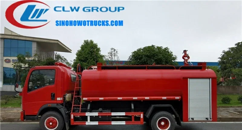 Sinotruk HOWO 4x2 water pumper fire truck in fire service red with PS30 monitor mounted above the cab