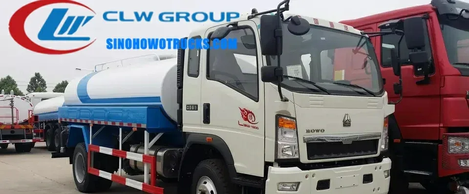 Sinotruk HOWO 6000 litre water hauler truck in Ghana with rear high cannon and spray nozzles