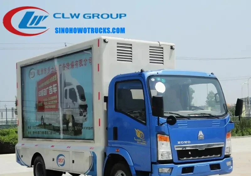 Sinotruk HOWO LED mobile truck in Thailand with full-color side screen and rear scrolling marquee