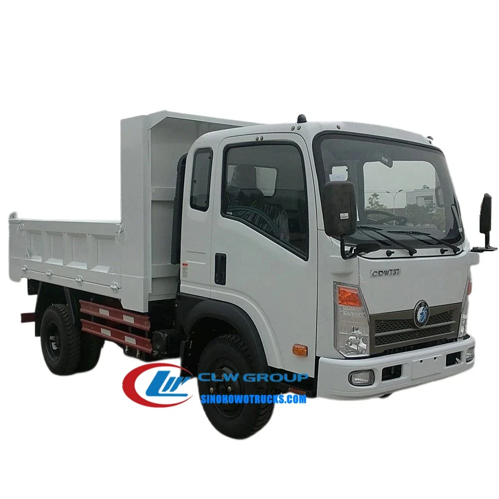 Sinotruk Wangpai 6 ton side dump truck in Lesotho with side-hinged hydraulic lift and high strength steel body