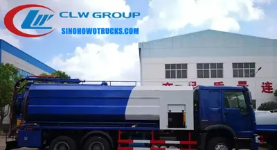 10 wheel Sinotruk HOWO 20 ton combination sewer cleaning truck with rear sludge tank and front water tank