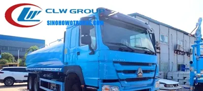 Rear view of the water cart with working platform and high-pressure water cannon