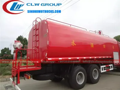 Front view of the HOWO 6x4 fire department truck with 12.00R20 tyres and forward control cab
