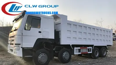12 wheel Sinotruk HOWO 30 cube mining dump truck in red with front lift hydraulic tipper body