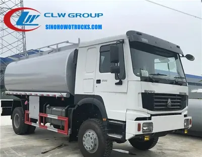 Side view of the mobile petrol tanker showing hose reel and European standard bottom valve