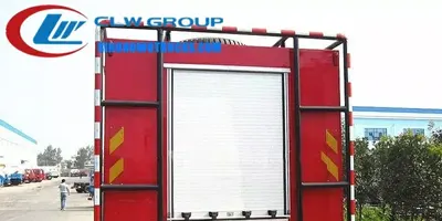 Rear pump room of the HOWO fire tender with gauges and control switches on a single panel