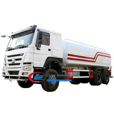 6X4 Sinotruk HOWO 5000 gallon water tanker truck with stainless steel tank and rear spray system
