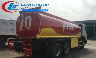 Rear view of the HOWO refueler truck showing the 20000 litre tank and pump access panel