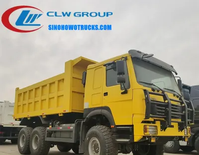 Side view of the 6×6 HOWO dump truck showing high strength steel tipper body and large tires