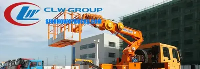 6x6 Sinotruk HOWO offroad 30 metre truck mounted aerial platform in operation with boom extended and cage at height
