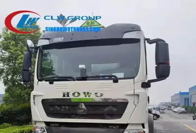 Rear view of the HOWO fuel tanker showing 3-inch alloy ball valve and fixed ladder