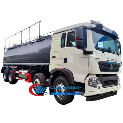 Side view of the 30cbm fuel bowser truck with barrel top walking platform and manholes