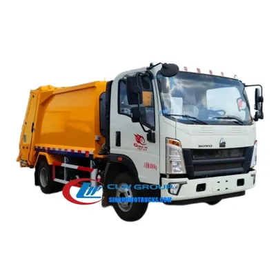 Rear view of the HOWO waste truck with sewage tanks and tail diversion groove