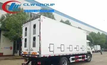 Euro VI Sinotruk HOWO 50000 chicks transport truck in white with FRP body and ventilation grilles