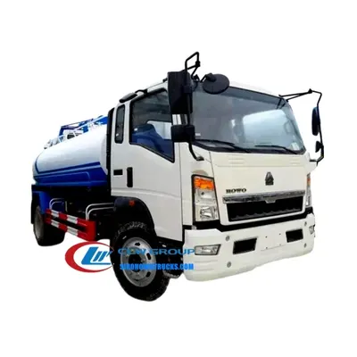 Front of the HOWO septic truck with control panel and vacuum pump mounting