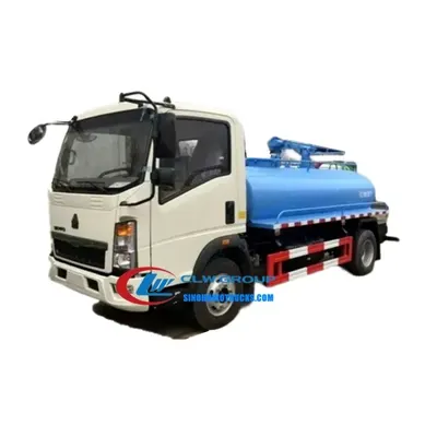 Front of the HOWO toilet vacuum truck with control panel and suction hose connection