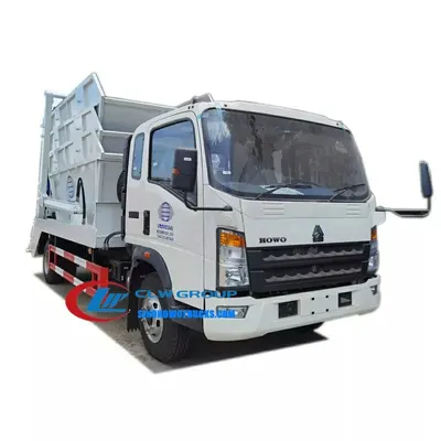 Sino Howo mini skip truck with 10 cbm skip bin in urban waste collection setting