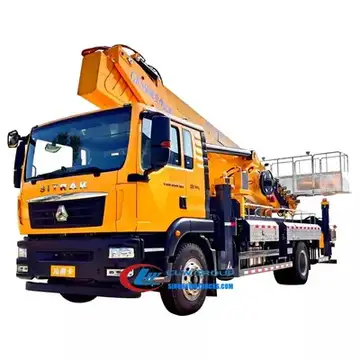 Sino SITRAK 45 meter elevated work platform truck with telescopic boom extended to 50 metres