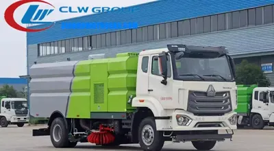 Rear view of the sweeper with high-pressure jet nozzles and self-cleaning dustbin system