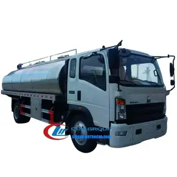 Sinotruk HOWO 4x2 fresh milk transportation truck in white with food-grade stainless steel tank and CIP cleaning system
