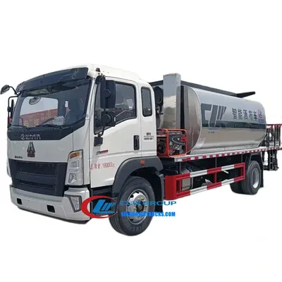 Sinotruk HOWO 10m3 asphalt distributor truck in road construction grey with computer control panel and spray nozzles