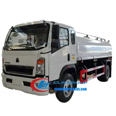 Rear view of the HOWO water tanker with spray nozzles and high reach cannon for tree watering