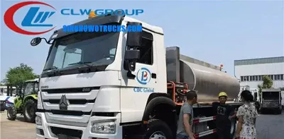 Rear view of the HOWO bitumen distributor showing 48 nozzles and control panel