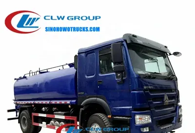 Sinotruk HOWO 15 tons mobile water tanker in red with front, rear and side spray nozzles