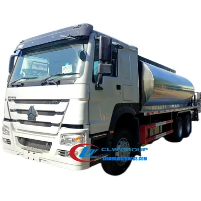 Sinotruk HOWO 6x4 asphalt lorry with 15000 L tank in metallic grey, front view with cab and spray system
