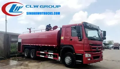 Sinotruk HOWO 6x4 right hand drive fire water tender in fire service red with top-mounted water cannon