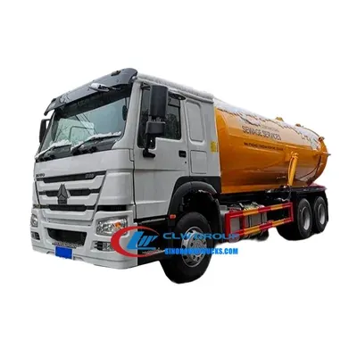 Side view of the sewage suction truck with 7m suction pipe and 50mm intake