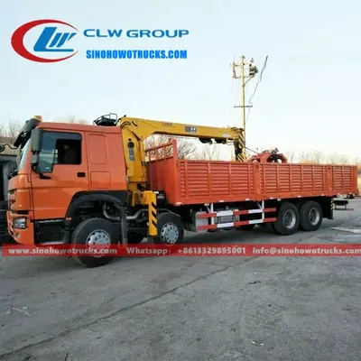 Rear view of the crane truck with the float three-point bridge structure and rear axle