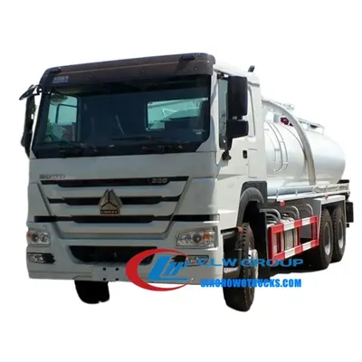 Rear view of the HOWO septic pump truck with discharge valve and tank access door