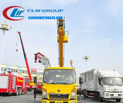 Work basket of the HOWO boom lift truck with operator inside, positioned at 18 meters height