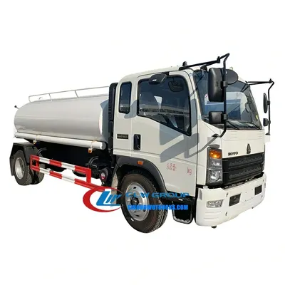 Sinotruk HOWO 6x4 water tanker in red with rear spray nozzles and high cannon mounted on the platform