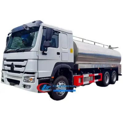Sinotruk HOWO 6x4 milk truck with 20000L stainless steel tank and CIP cleaning system in food service white