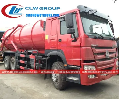 Sinotruk HOWO 6x4 sewage vacuum pump truck with 20000 litre tank and hydraulic lift tailgate